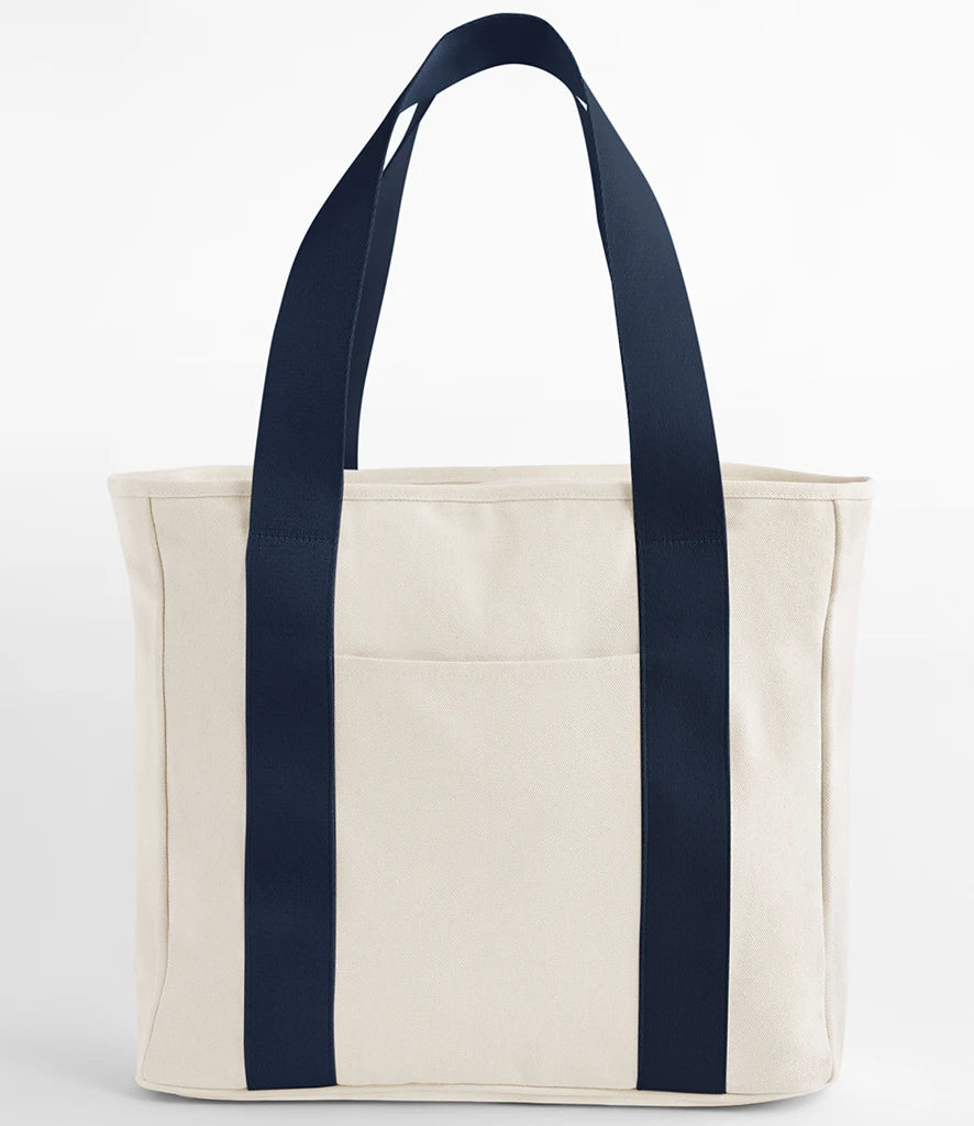 BagBase BG675 Edit Canvas Tote Bag in Natural/Navy