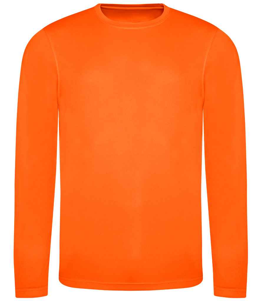 Just Cool JC002 Cool Long Sleeve Wicking T-Shirt in Electric Orange