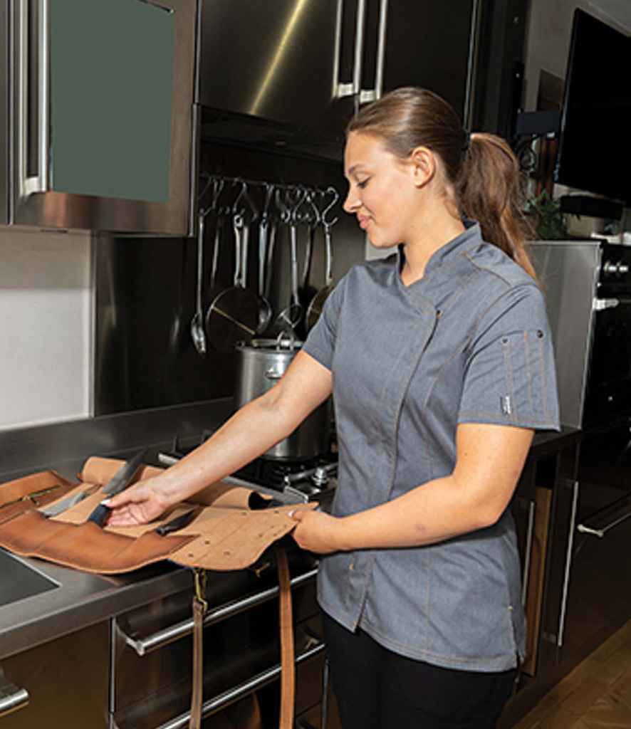 Le Chef LE010 Ladies Asymmetric Chef's Jacket in Grey Heather