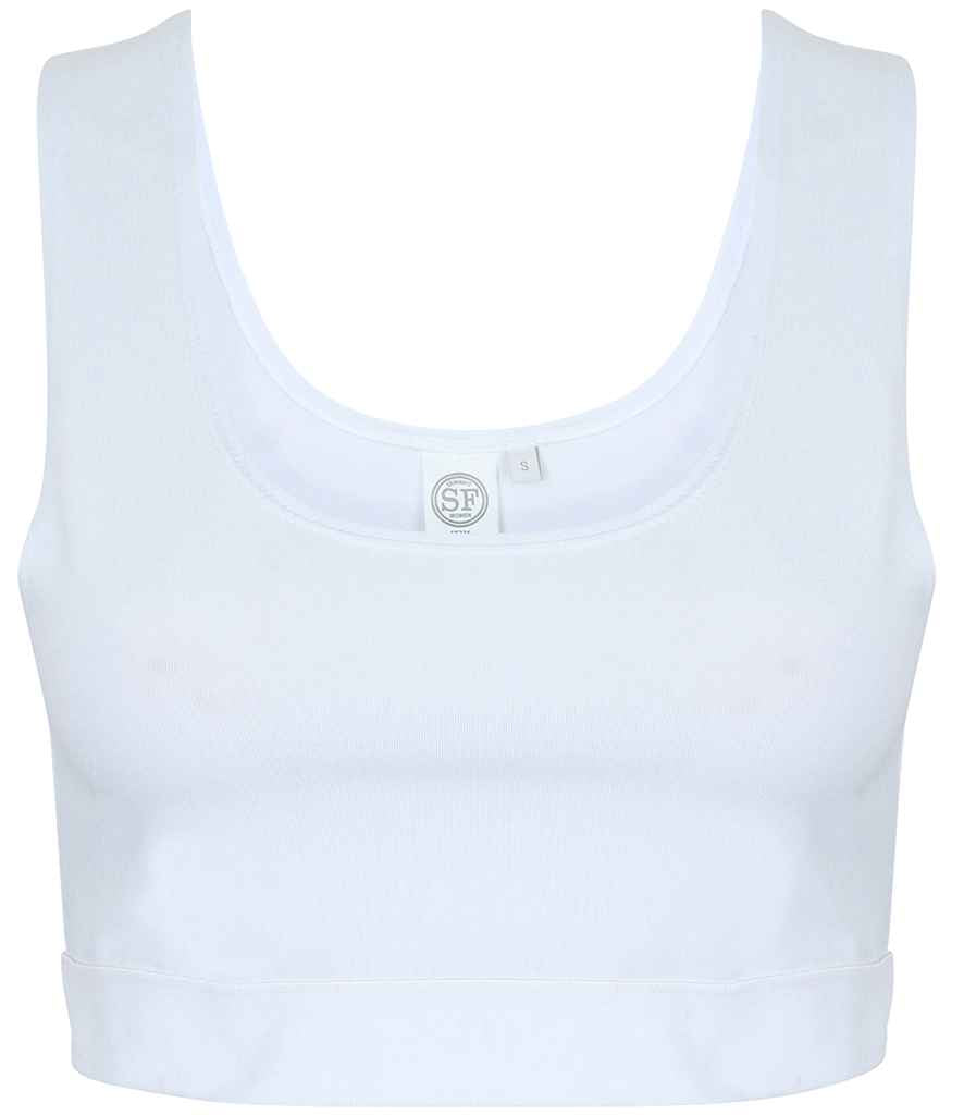 SF Clothing SK236 Ladies Fashion Crop Top in White/White