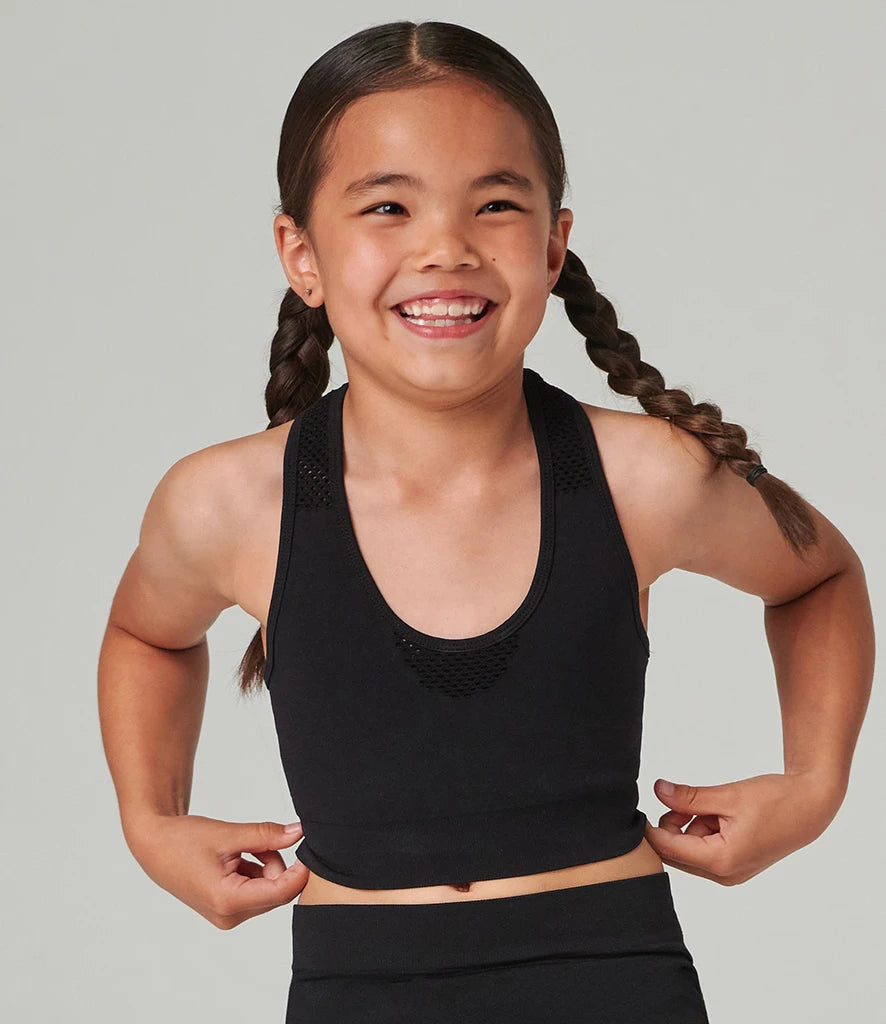 Tombo TL697 Kids Seamless Crop Top in Black