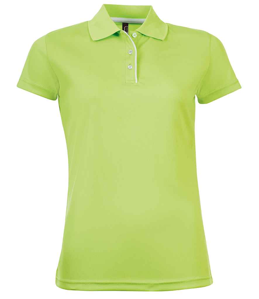 SOLS 01179 Ladies Performer Piqué Polo Shirt in Apple Green