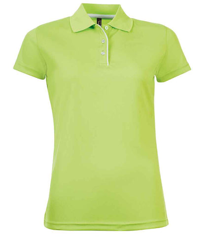SOLS 01179 Ladies Performer Piqué Polo Shirt in Apple Green