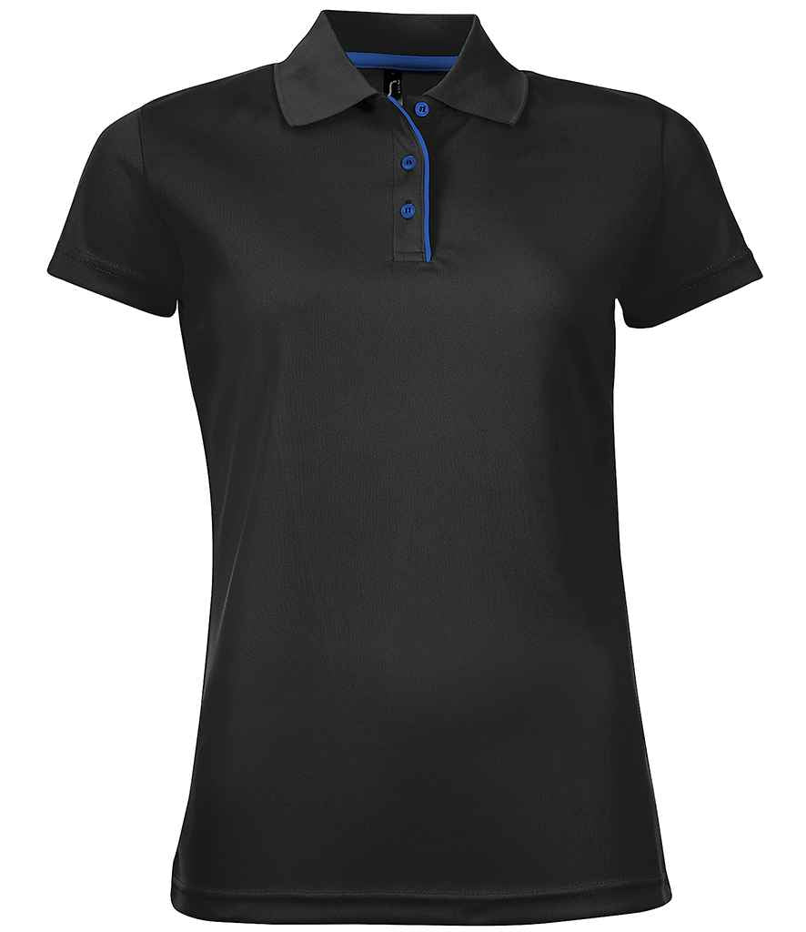 SOLS 01179 Ladies Performer Piqué Polo Shirt in Black