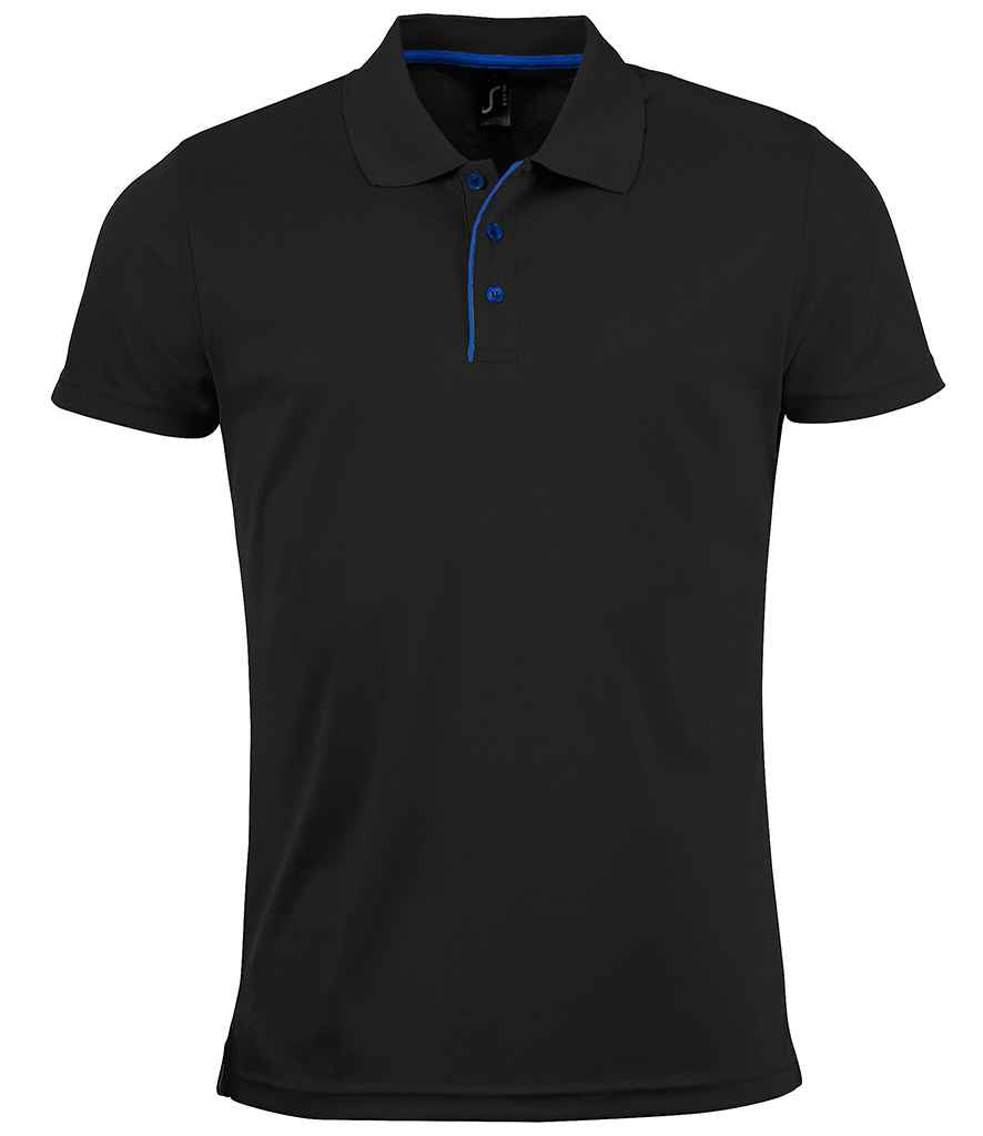 SOLS 01180 Performer Piqué Polo Shirt in Black