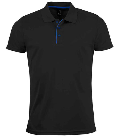 SOLS 01180 Performer Piqué Polo Shirt in Black