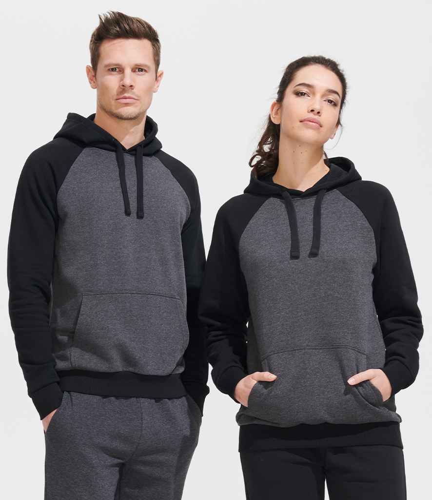 SOLS 02998 Seattle Contrast Raglan Hoodie in Charcoal Marl/Black