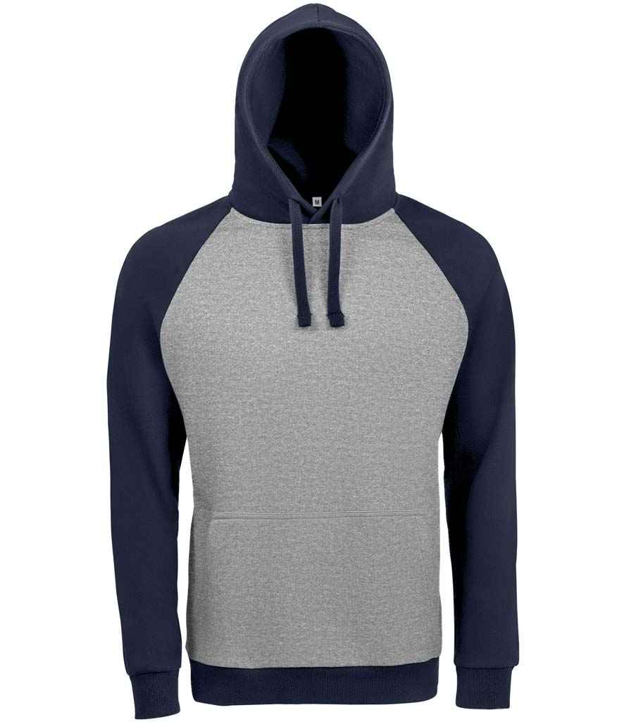 SOLS 02998 Seattle Contrast Raglan Hoodie in Grey Marl/French Navy