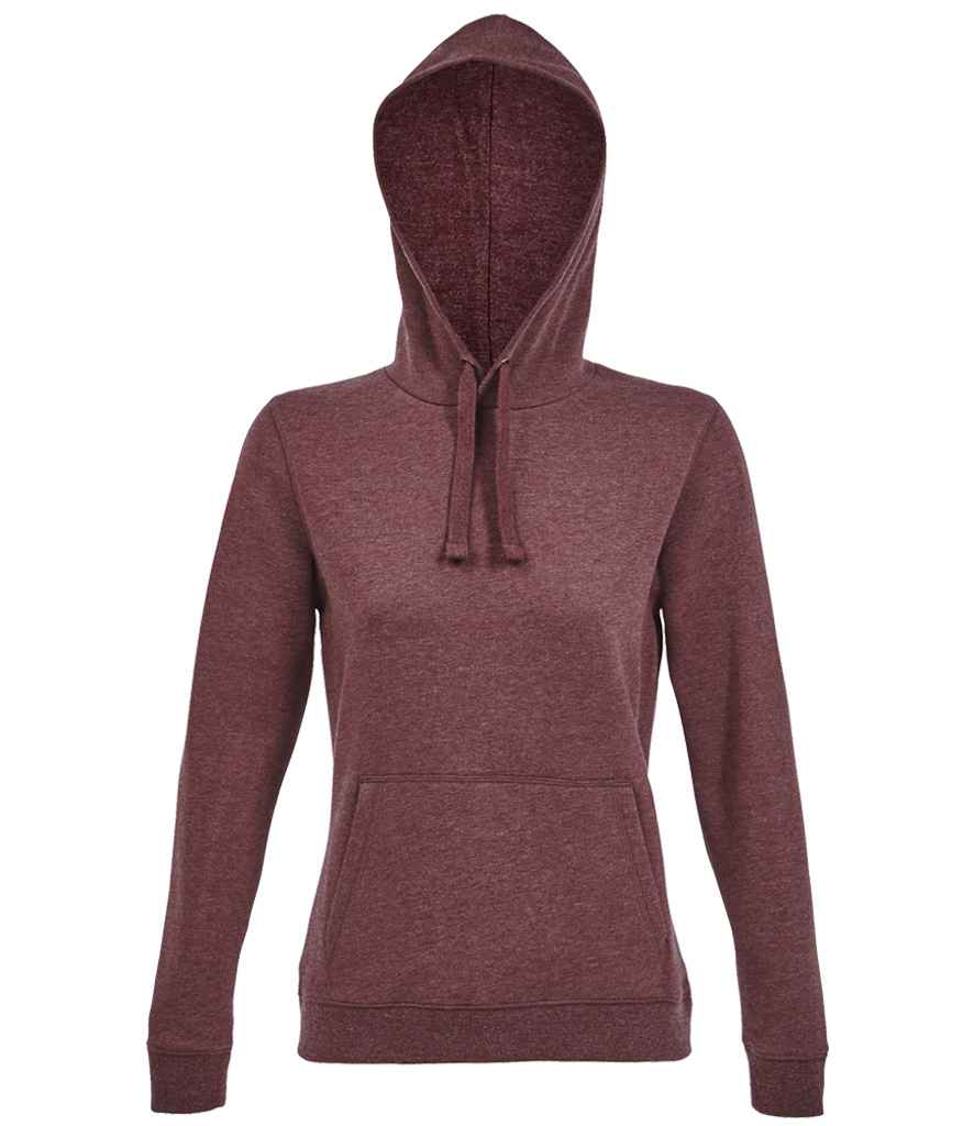 SOLS 03103 Ladies Spencer Hooded Sweatshirt in Heather Oxblood