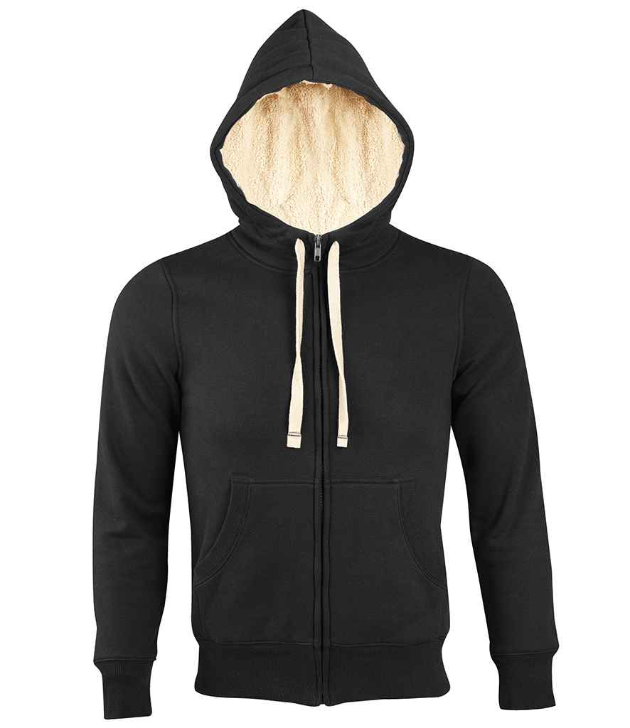 SOLS 10584 Sherpa Hooded Jacket in Black