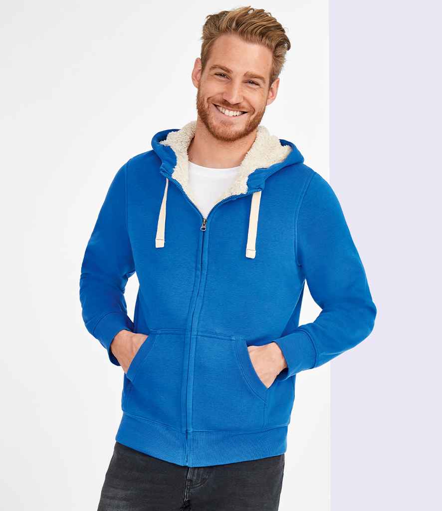 SOLS 10584 Sherpa Hooded Jacket in Royal Blue