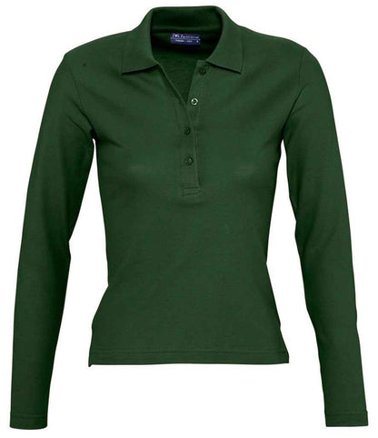 SOLS 11317 SOL'S Ladies Podium Long Sleeve Cotton Piqué Polo Shirt