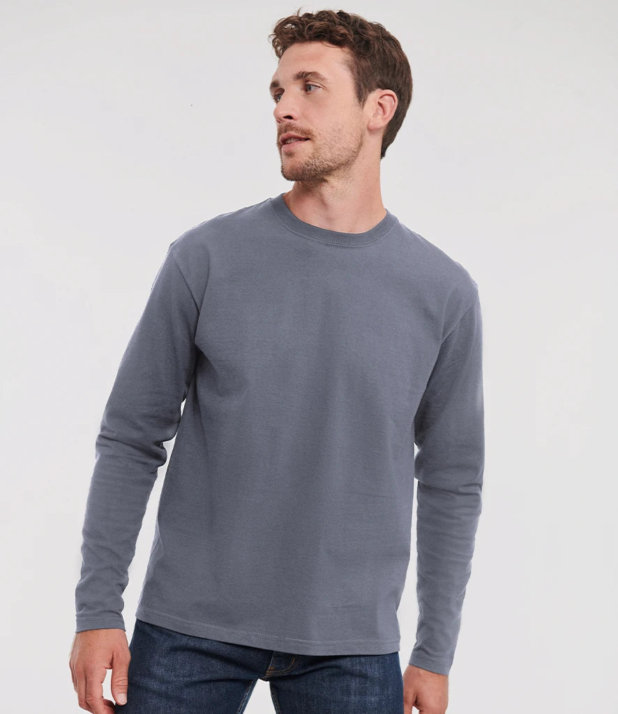 Russell Athletic 180L Classic Long Sleeve T-Shirt in Convoy Grey