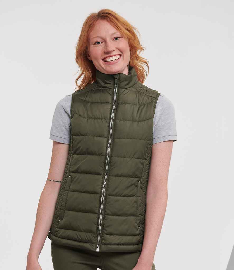 Russell Athletic 441F Russell Athletic Ladies Nano Padded Bodywarmer in Dark Olive