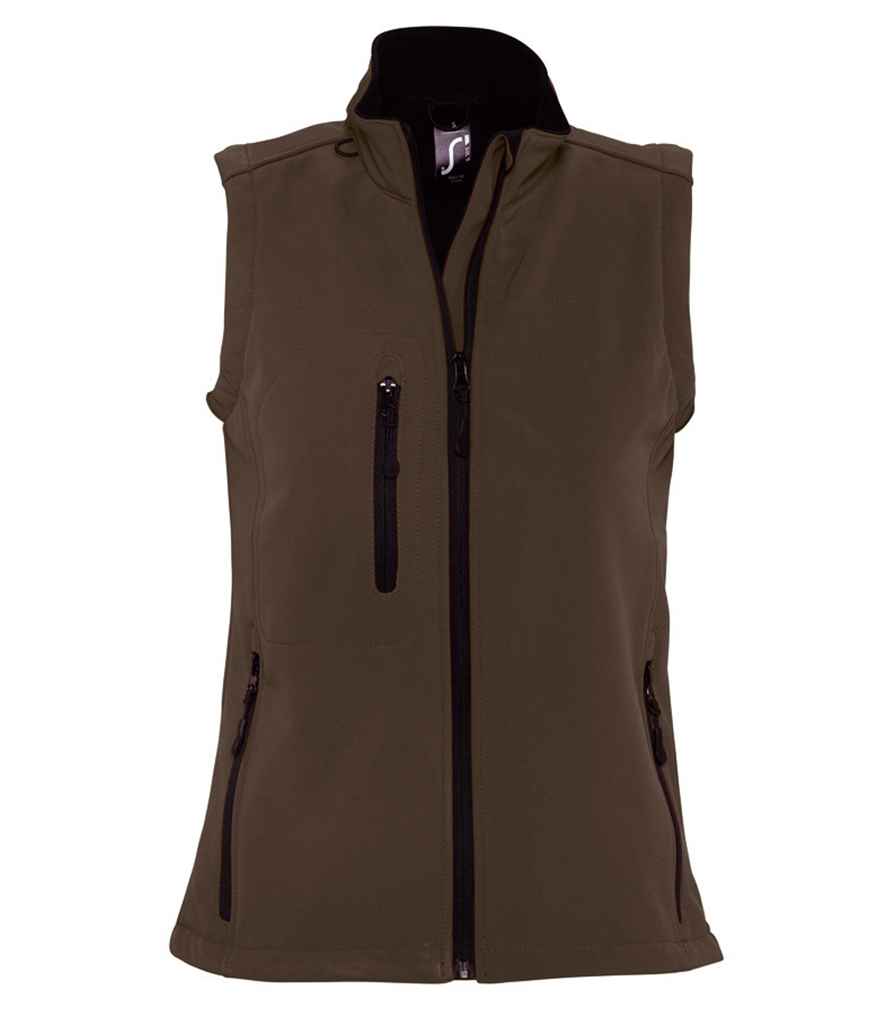 SOLS 46801 SOL'S Ladies Rallye Soft Shell Bodywarmer in Dark Chocolate
