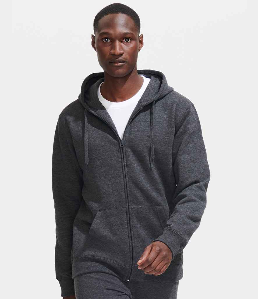 SOLS 47800 Seven Zip Hooded Sweatshirt in Charcoal Marl
