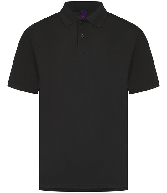 Henbury H475 Coolplus wicking piqué polo shirt in Black