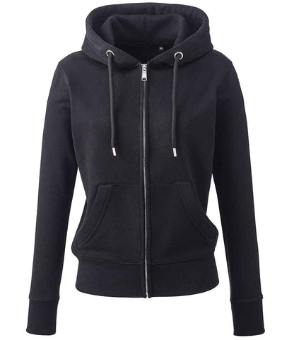 Anthem AM04 Ladies Organic Full Zip Hoodie in Black