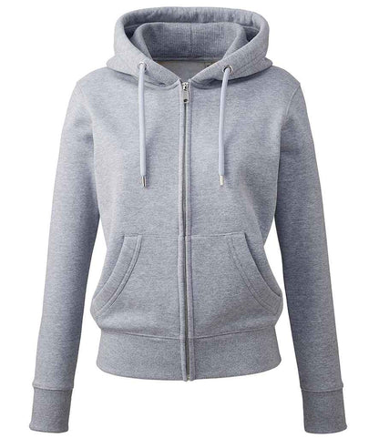 Anthem AM04 Ladies Organic Full Zip Hoodie in Grey Marl
