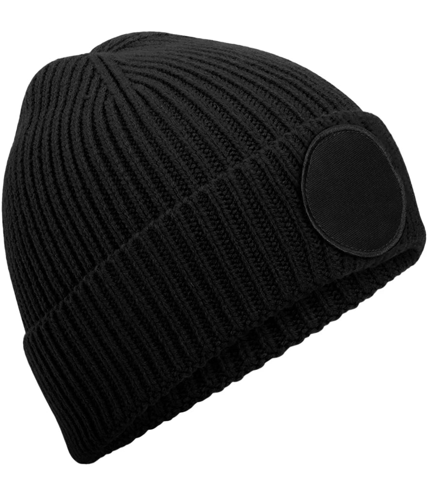 Beechfield BB332R Circular Fashion Patch Beanie in Black