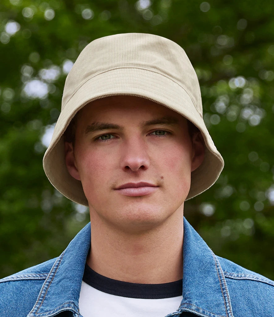 Beechfield BB687 Organic Cord Bucket Hat in Stone
