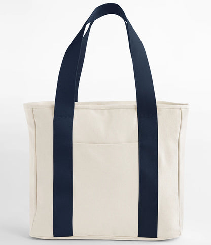 BagBase BG675 Edit Canvas Tote Bag in Natural/Navy