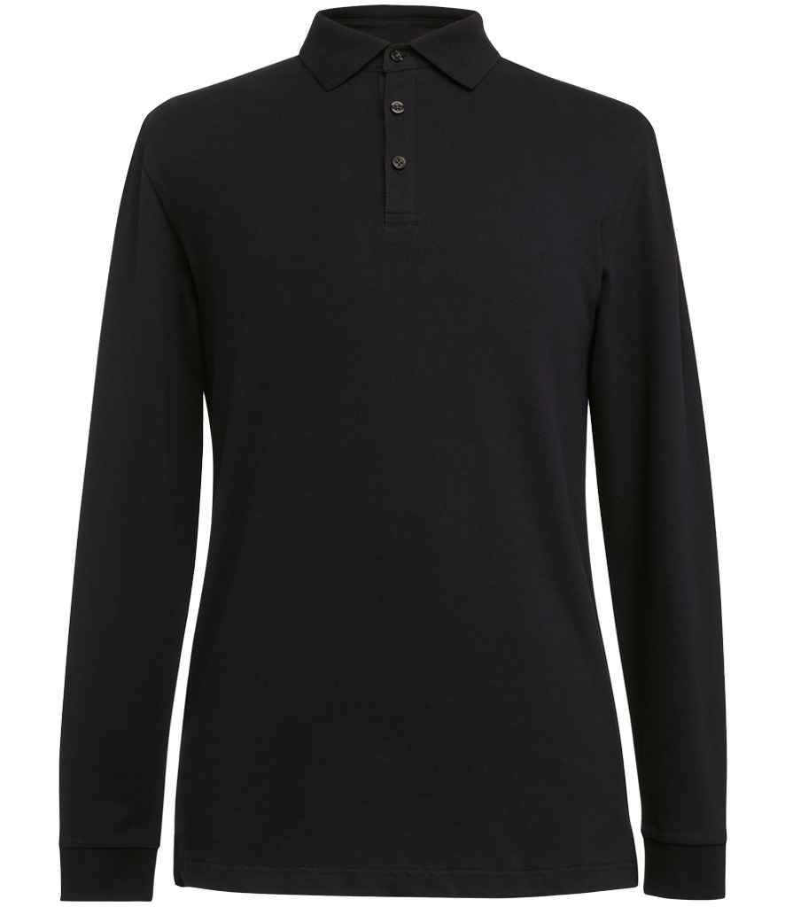 Brook Taverner BK615 Frederick Long Sleeve Polo Shirt in Black