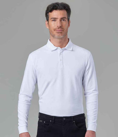 Brook Taverner BK615 Frederick Long Sleeve Polo Shirt in White