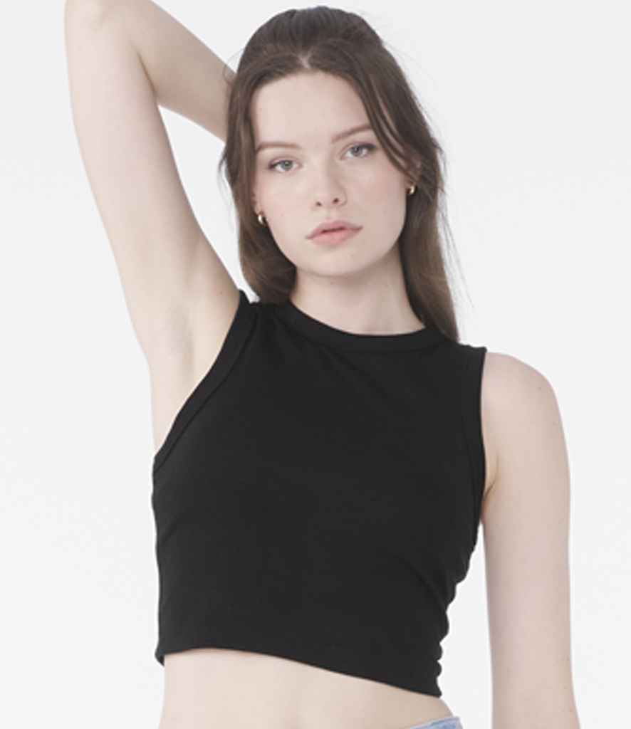 Bella+Canvas BL1013 Micro Rib Muscle Crop Tank Top in Solid Black Blend
