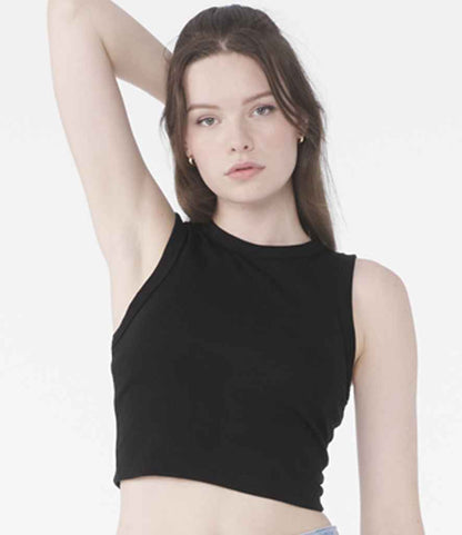 Bella+Canvas BL1013 Micro Rib Muscle Crop Tank Top in Solid Black Blend
