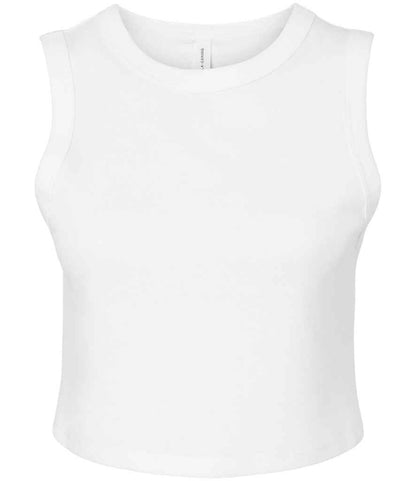 Bella+Canvas BL1013 Micro Rib Muscle Crop Tank Top in Solid White Blend