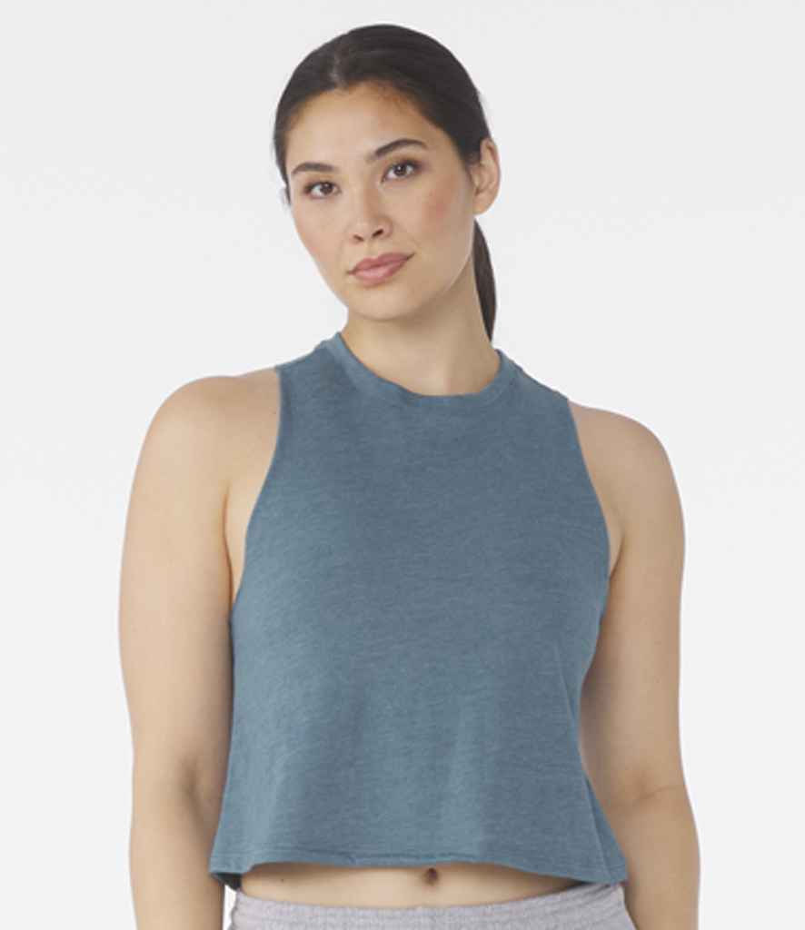 Bella+Canvas BL6682 Racer Back Cropped Tank Top in Heather Deep Teal