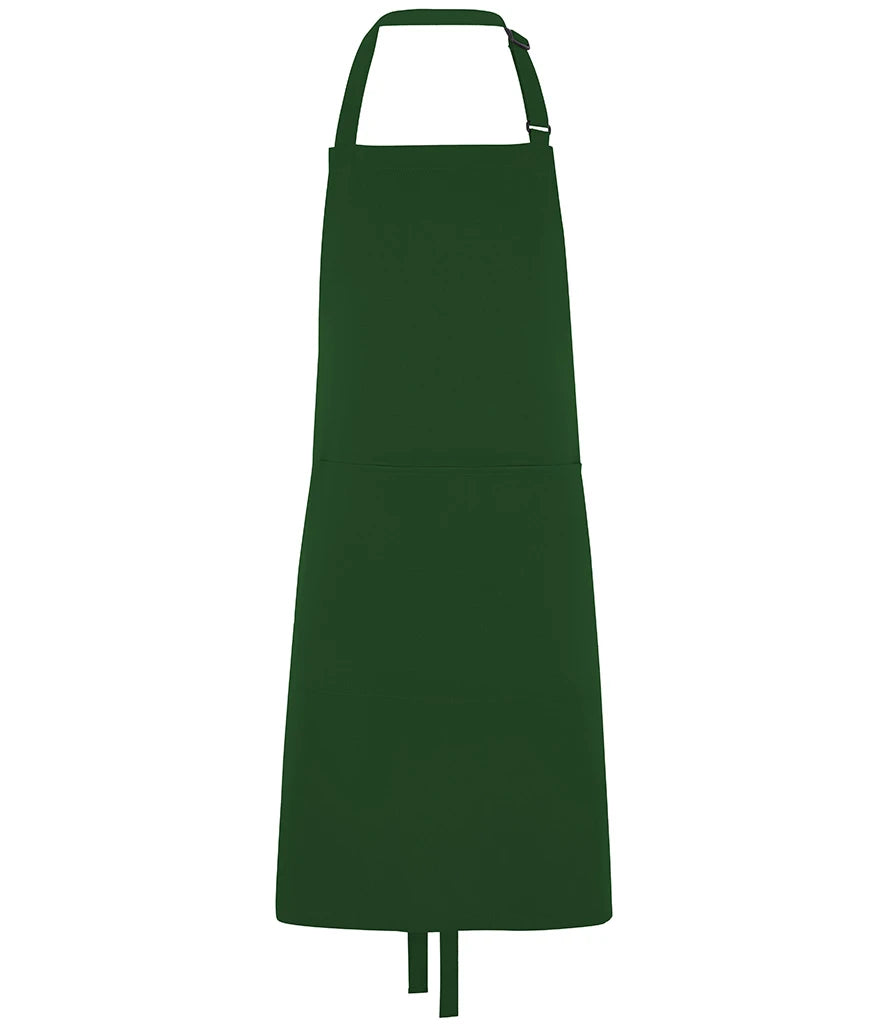 Dennys DE101 Bib Apron with Pocket in Bottle Green