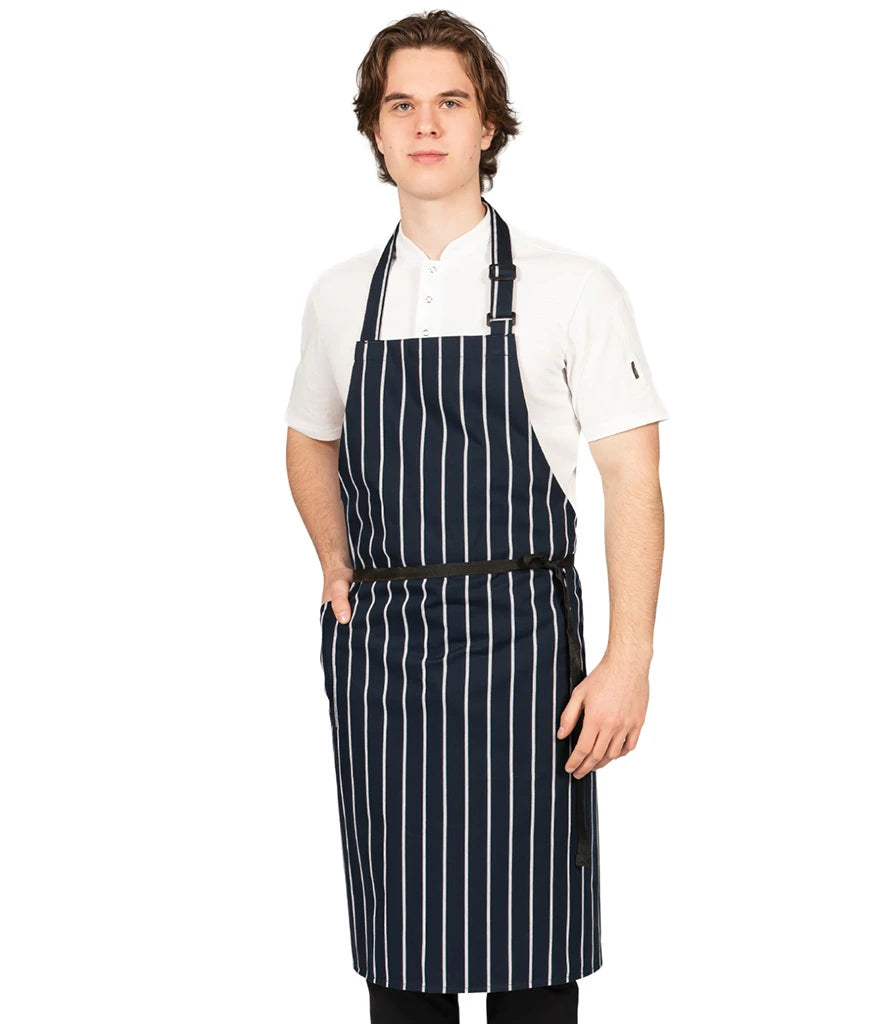 Dennys DE117 Poly/cotton Apron with Side Pocket in Navy/White