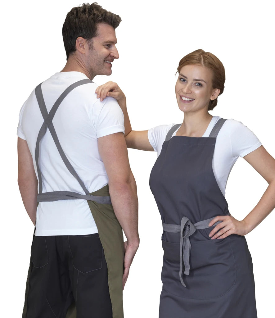 Dennys DE141 Cross Back Apron in Olive Green
