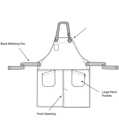 Dennys DE143 Canvas Apron with Front Split in Black