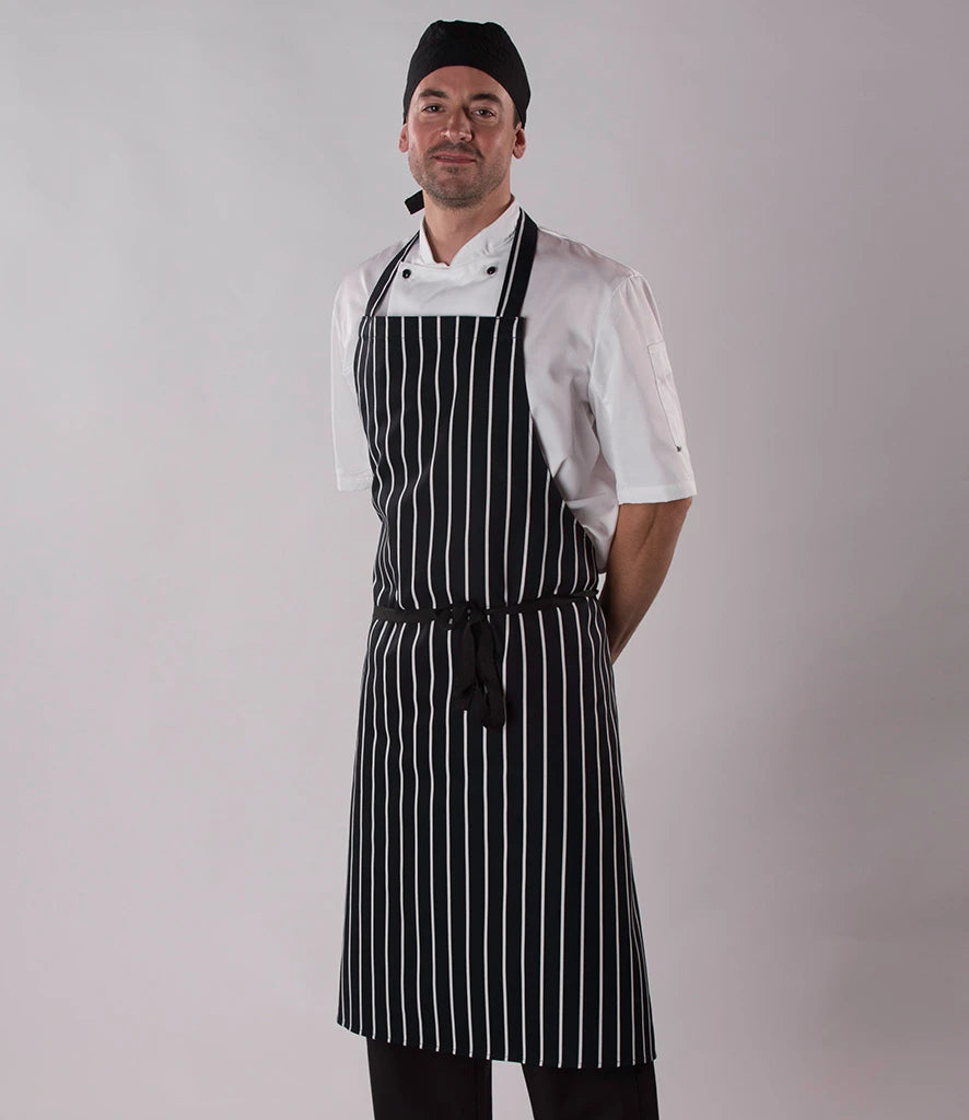 Dennys DE145 Stripe Bib Apron in Navy/White