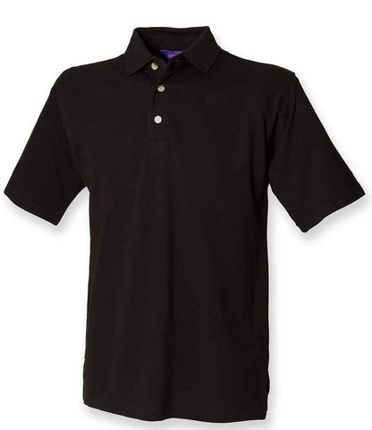 Henbury H100 Classic Heavy Cotton Piqué Polo Shirt in Black