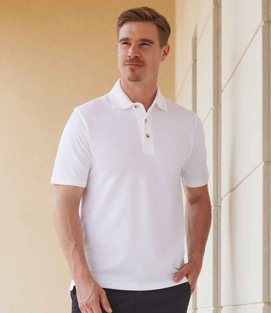 Henbury H100 Classic Heavy Cotton Piqué Polo Shirt in White