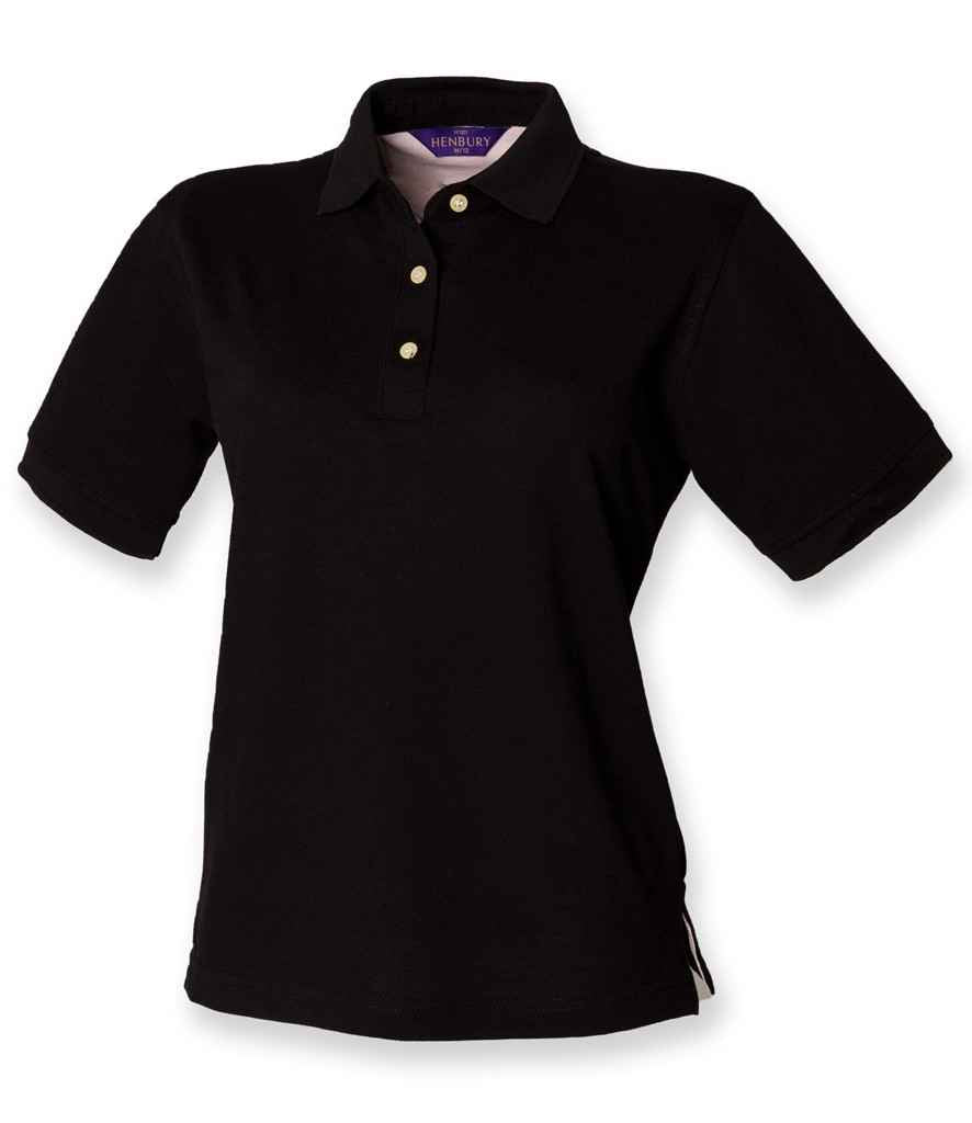 Henbury H121 Ladies Classic Cotton Piqué Polo Shirt in Black