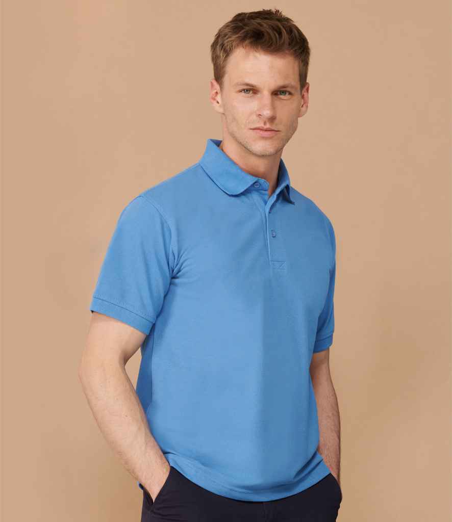 Henbury H400 Heavy Poly/Cotton Piqué Polo Shirt in Mid Blue