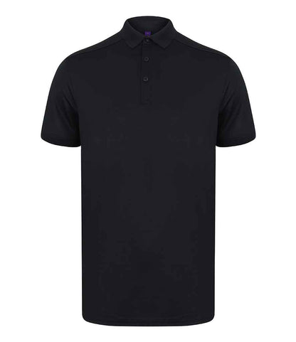 Henbury H460 Slim Fit Stretch Microfine Piqué Polo Shirt in Navy