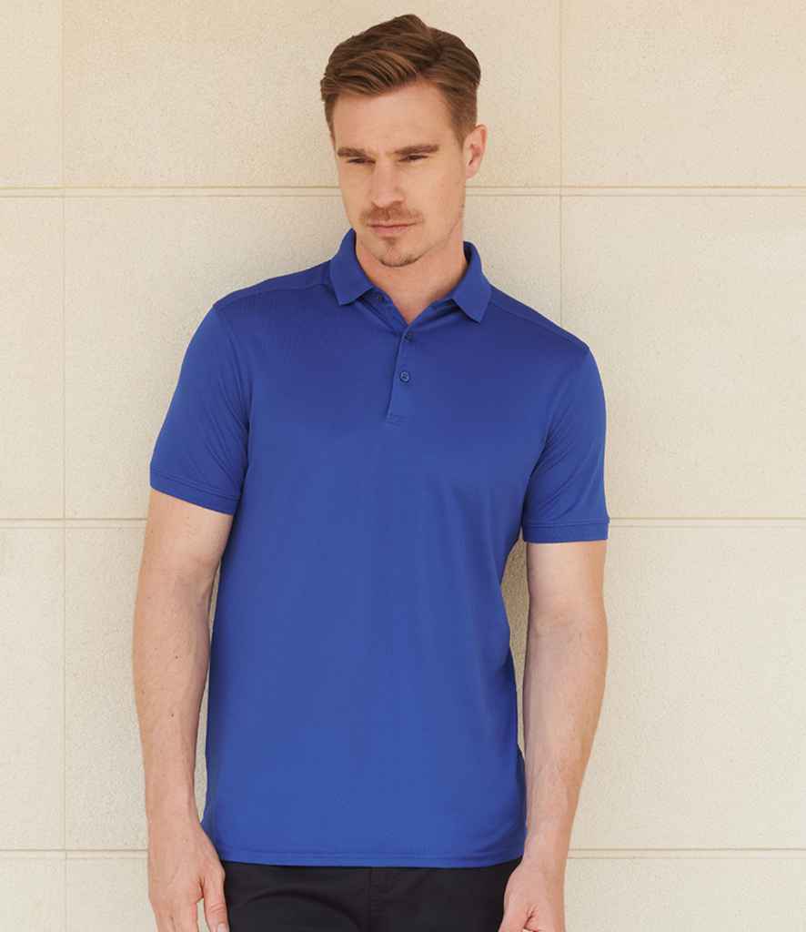 Henbury H460 Slim Fit Stretch Microfine Piqué Polo Shirt in Royal Blue