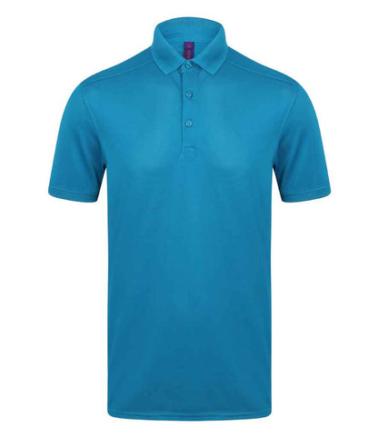 Henbury H460 Slim Fit Stretch Microfine Piqué Polo Shirt in Sapphire Blue