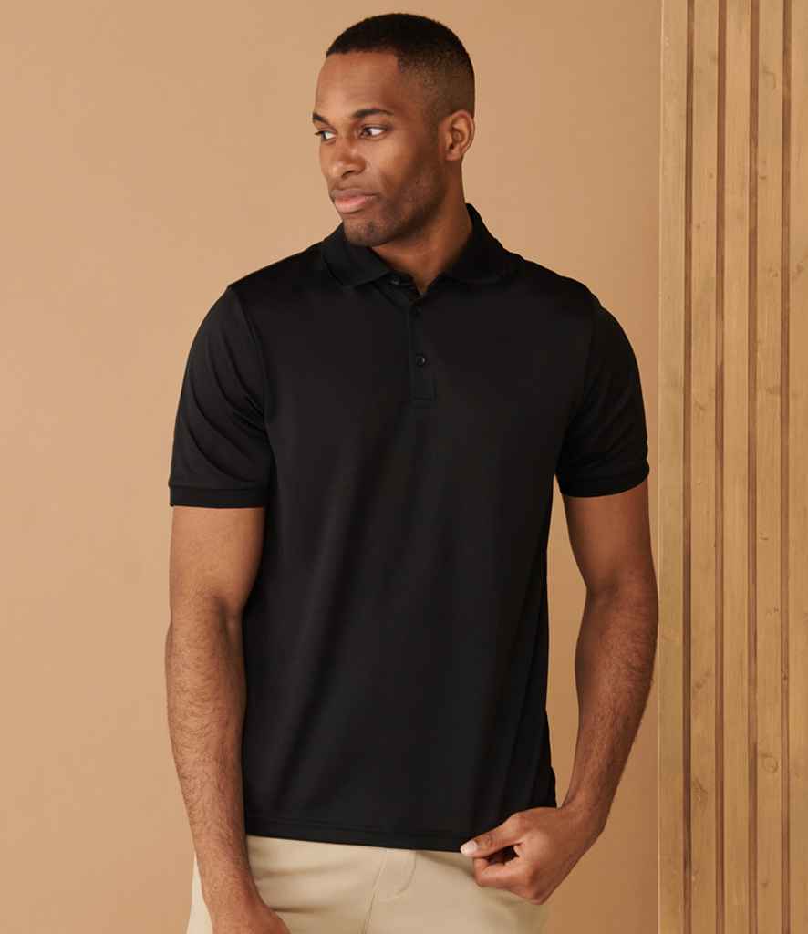 Henbury H465 Recycled Polyester Piqué Polo Shirt in Black