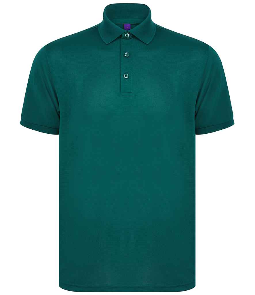 Henbury H465 Recycled Polyester Piqué Polo Shirt in Bottle Green