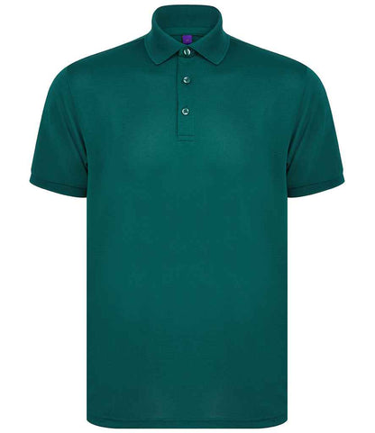 Henbury H465 Recycled Polyester Piqué Polo Shirt in Bottle Green