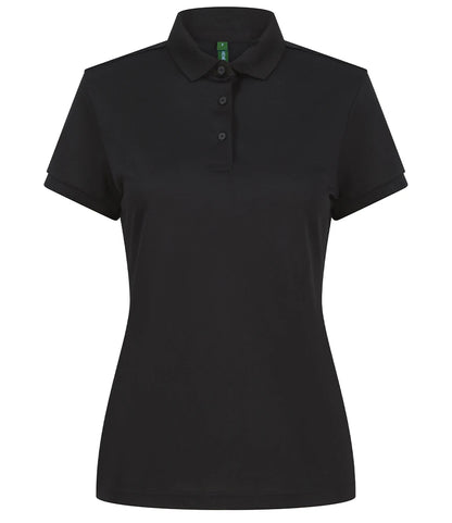 Henbury H466 Ladies Recycled Polyester Polo Shirt in Black