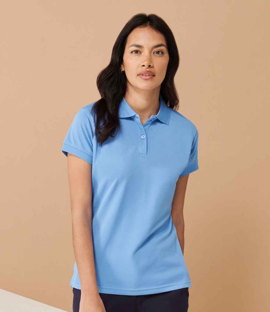 Henbury H476 Ladies Coolplus Wicking Piqué Polo Shirt in Mid Blue