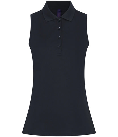 Henbury H477 Ladies Sleeveless Coolplus Polo Shirt in Navy